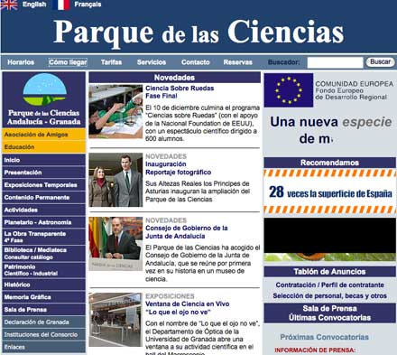 Captura parcial de pantalla del sitio web Captura parcial de pantalla del sitio web