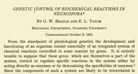 Portada artículo de Tatum y Beadle