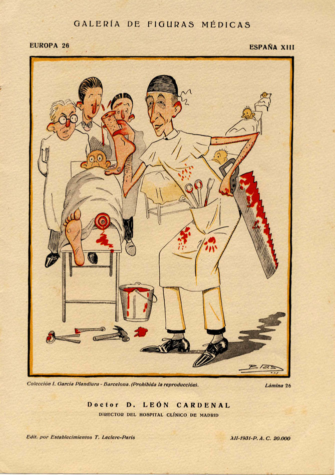 Caricatura de León Cardenal,director del Hospital Clínico de Madrid
