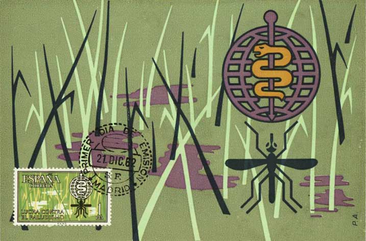 Tarjeta máxima primer día Lucha contra el Paludismo 1962