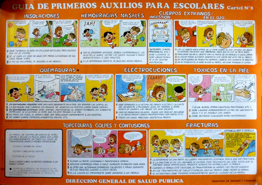 Guía de primeros auxilios para escolares: insolaciones, hemorragias nasales, ingestión de cuerpos extraños, cuerpos extraños en los ojos