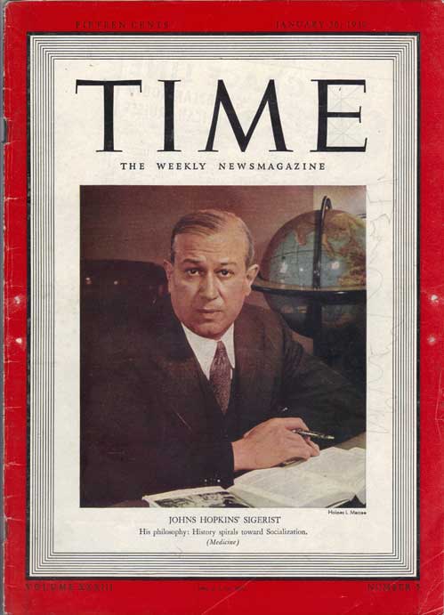 Henry Sigerist. Portada de Time