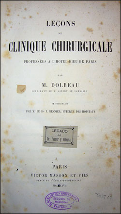 Portada de las Leçons de clinique chirurgicale, de Dolbeau