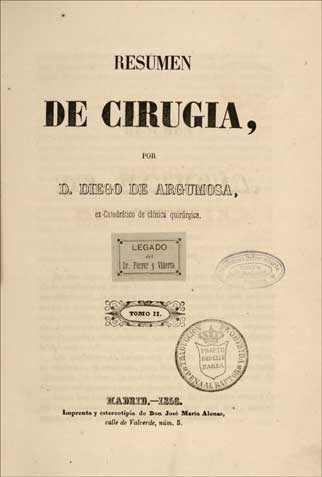 Resumen de cirugía, de Diego Argumosa